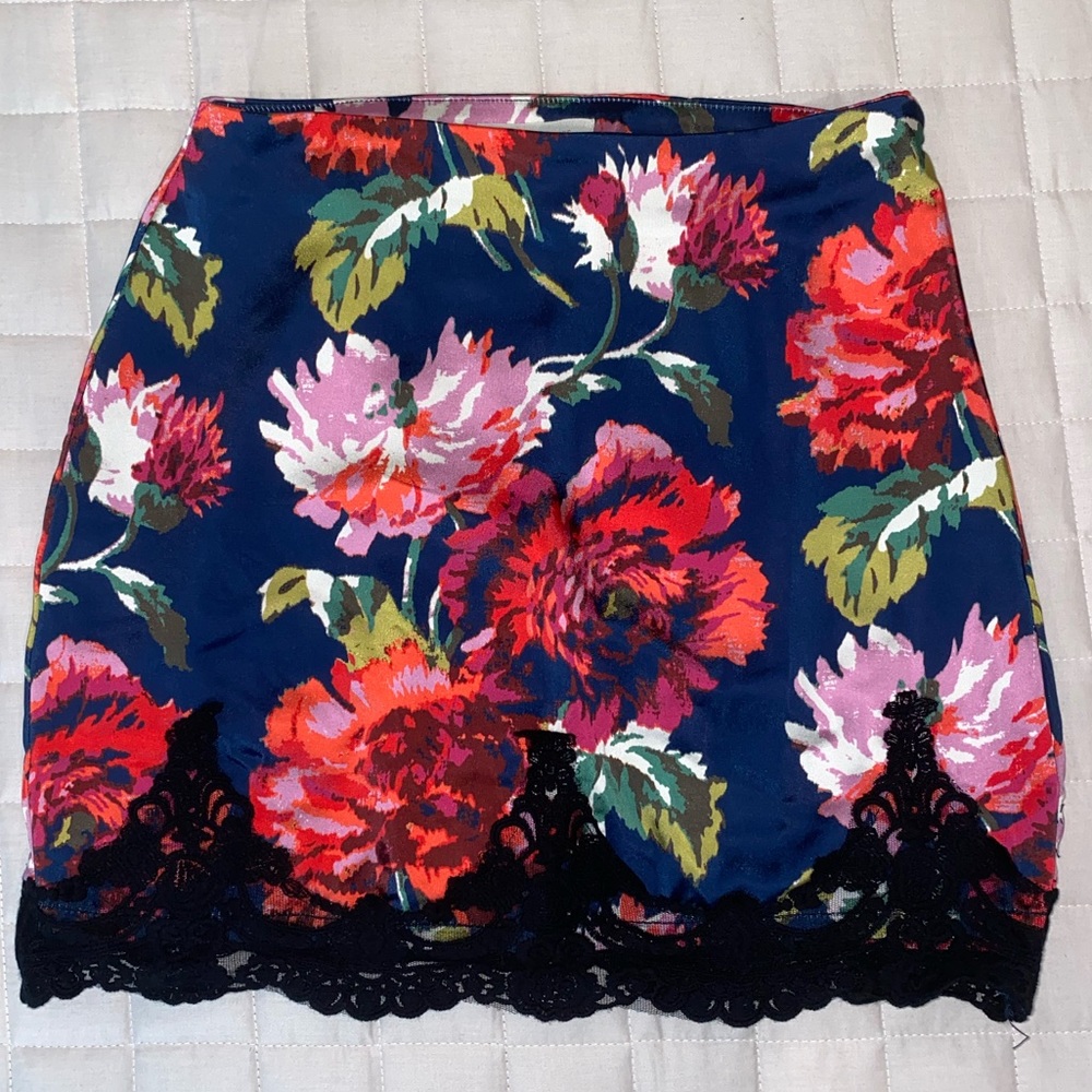 Urban Outfitters Floral Satin Mini Skirt